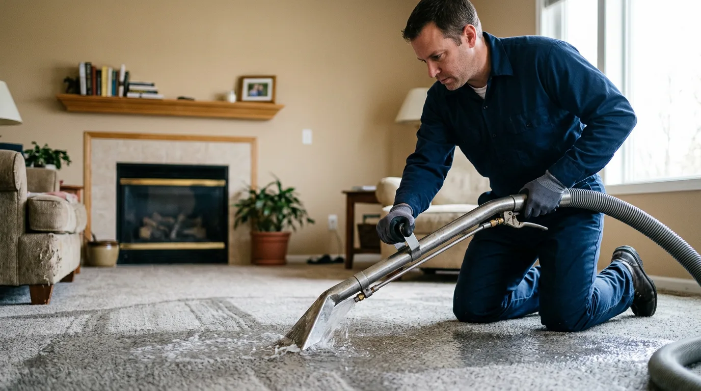 Water damage restoration technician working near Hubbard, TX